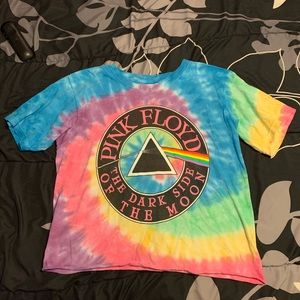 Tie dye rainbow Pink Floyd cropped T-shirt 🌈